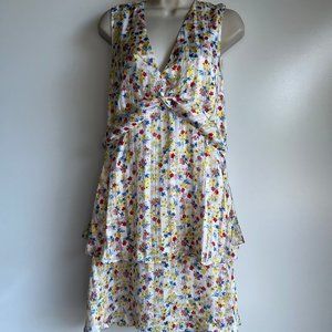 NWT Banana Republic‎ Double Ruffle Floral Sleeveless Dress Size 14P